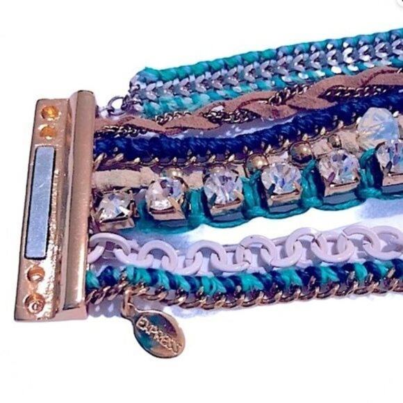 Express Boho Multi Strand Bracelet Magnetic Bracelet 7" Summer Beach Vibes Blue - Picture 5 of 7